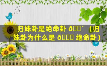 归妹卦是绝命卦 🐴 （归妹卦为什么是 🐛 绝命卦）